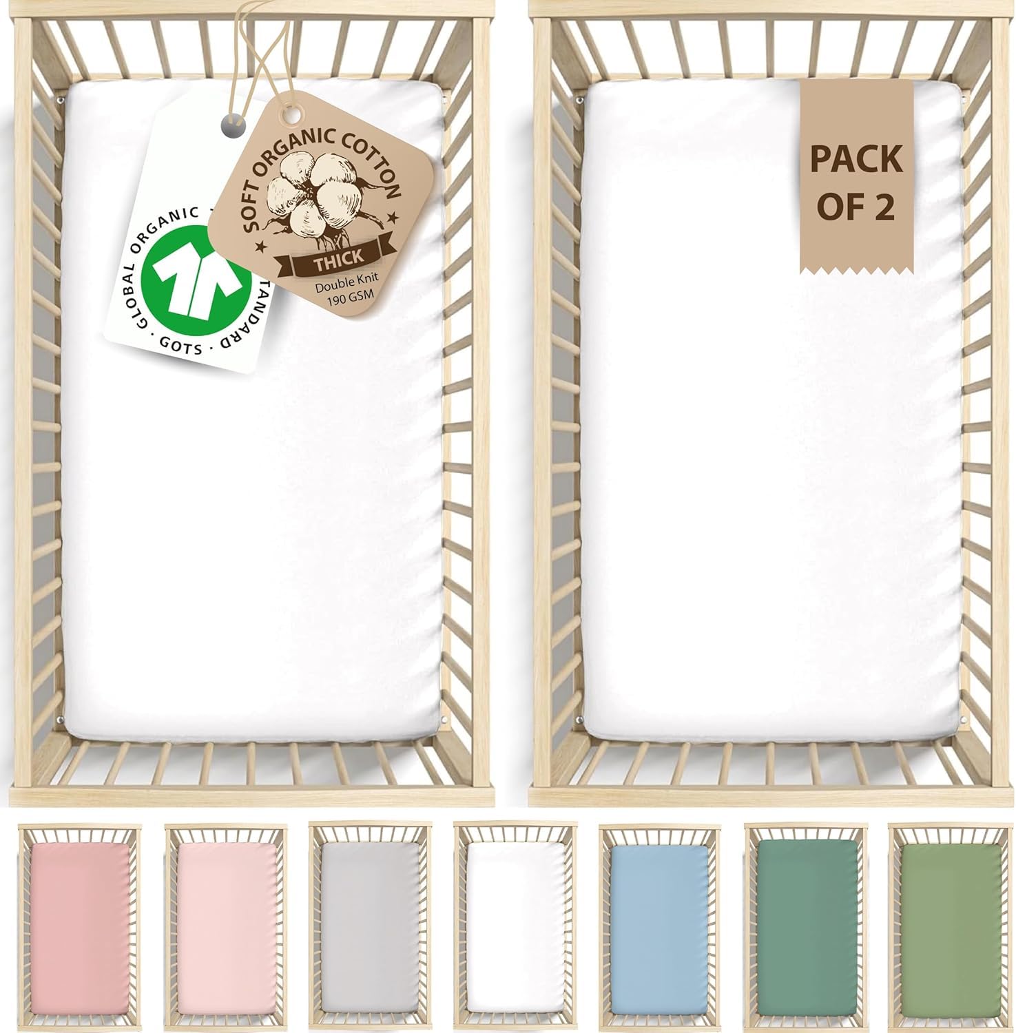 2 x GOTS Certified Thick Organic Combed Cotton Bed Sheets (200GSM)