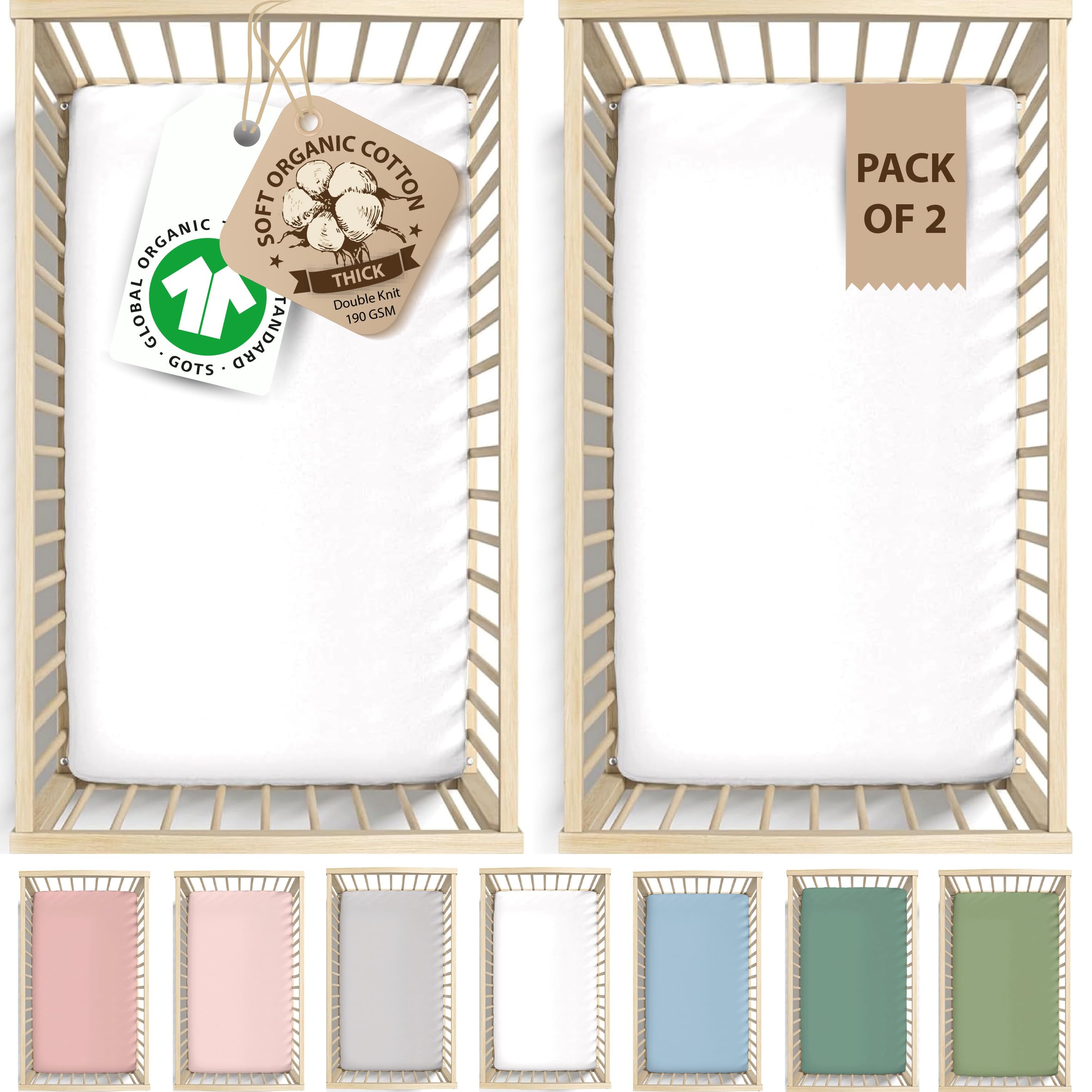 2 x GOTS Certified Thick Organic Combed Cotton Bed Sheets (200GSM)