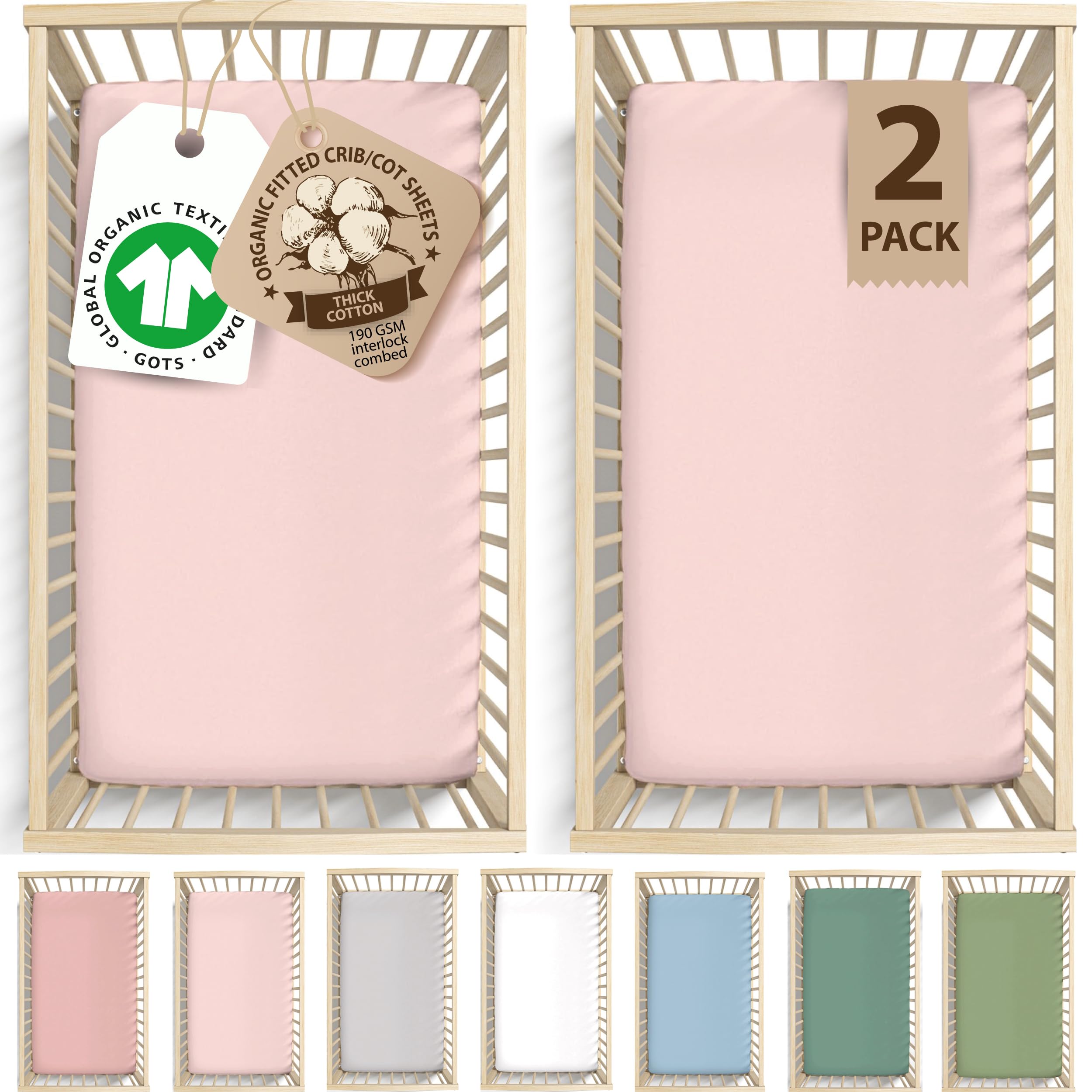 2 x GOTS Certified Thick Organic Combed Cotton Bed Sheets (200GSM)