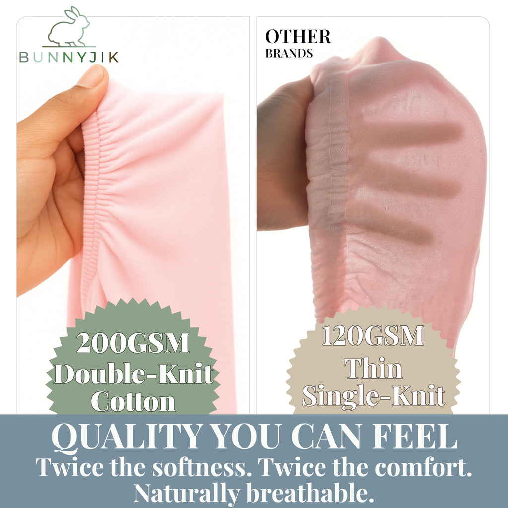 GOTS Organic SnuzPod 3 & 5 Compatible Baby Crib Sheets – (NOT-SUITABLE For SNUZPOD 4) 200gsm Soft Combed Organic Cotton, GOTS Certified – 2 Pack Fitted Sheets 44 x 80 cm