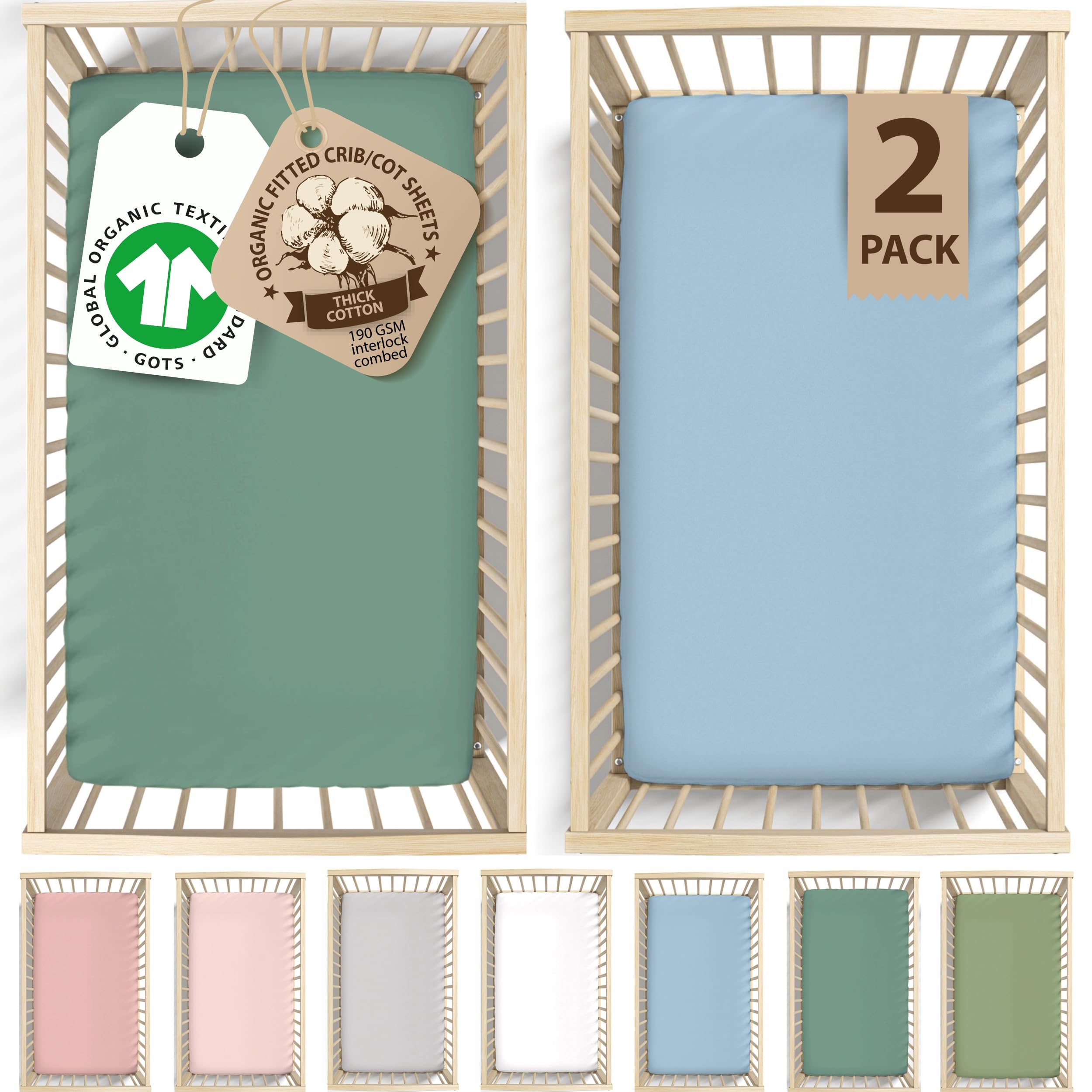 2 x GOTS Certified Thick Organic Combed Cotton Bed Sheets (200GSM)